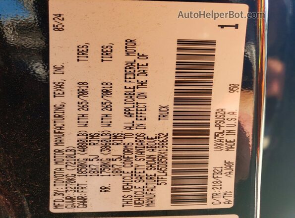 5TFLA5DB5RX198632 2024 TOYOTA TUNDRA Черный Вид подкапотного пространства