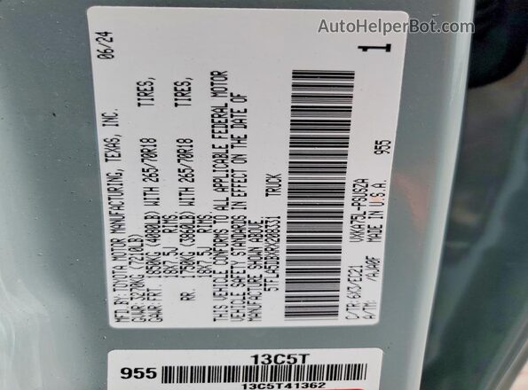 5TFLA5DBXRX208331 2024 TOYOTA TUNDRA Teal Widok naklejki z numerem VIN