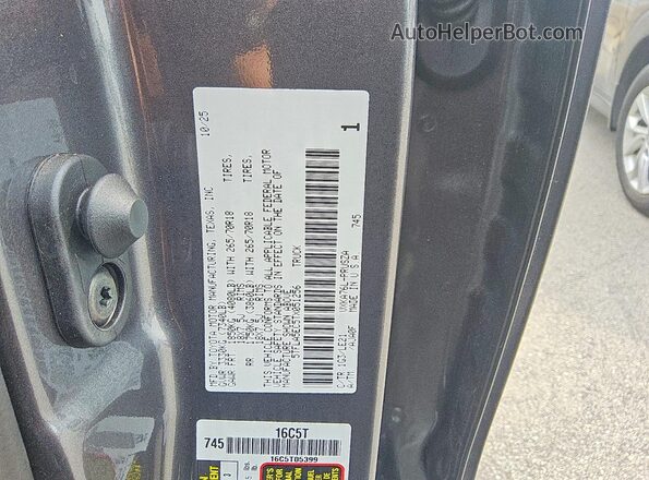 5TFLA5EC5TX051256 2026 TOYOTA TUNDRA Gray Շարժիչի բաժամունքի տեսք