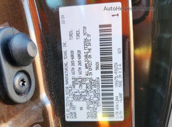 5TFMA5DB1SX268914 2025 TOYOTA TUNDRA Brown VIN sticker view