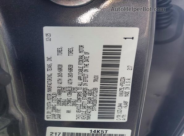 5TFMA5DBXTX373288 2026 TOYOTA TUNDRA Gray VIN կոդի պիտակի տեսք