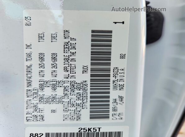 5TFMC5DB3SX093074 2025 TOYOTA TUNDRA White Շարժիչի բաժամունքի տեսք