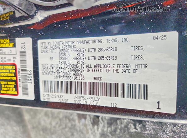 5TFPC5DB8SX101165 2025 TOYOTA TUNDRA Black 