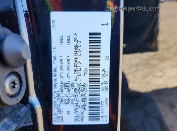 5TFPC5DBXTX127722 2026 TOYOTA TUNDRA Черный Вид наклейки с VIN-кодом