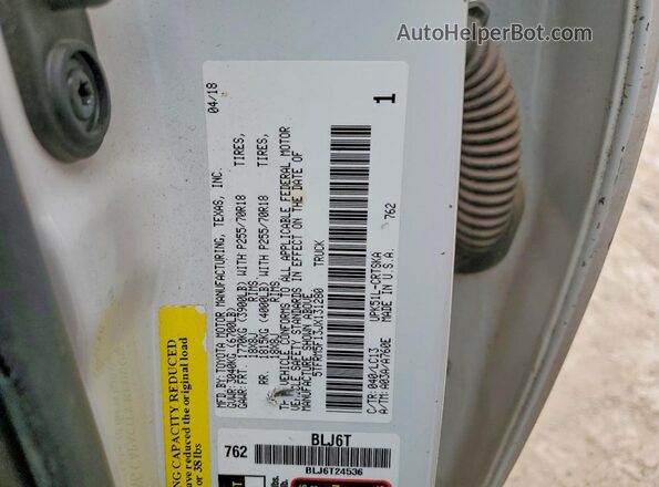 5TFRM5F13JX131280 2018 TOYOTA TUNDRA White VIN կոդի պիտակի տեսք