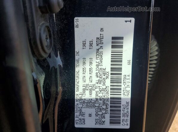 5TFRM5F16GX106575 2016 TOYOTA TUNDRA Black Вид підкапотного простору