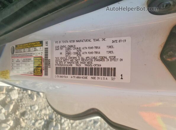 5TFRX5GN1KX161498 2019 TOYOTA TACOMA White ძრავის განყოფილების ხედი