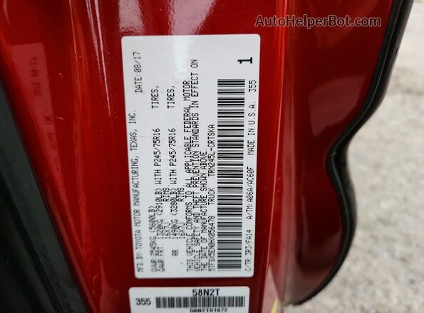 5TFSX5EN0HX056478 2017 TOYOTA TACOMA Red ძრავის განყოფილების ხედი
