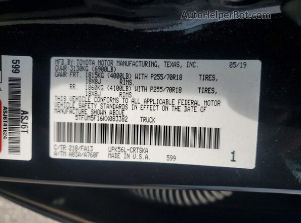 5TFUM5F16KX083382 2019 TOYOTA TUNDRA Black Engine compartment view