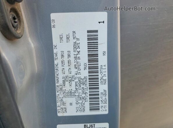 5TFUY5F12LX939685 2020 TOYOTA TUNDRA Gray ძრავის განყოფილების ხედი