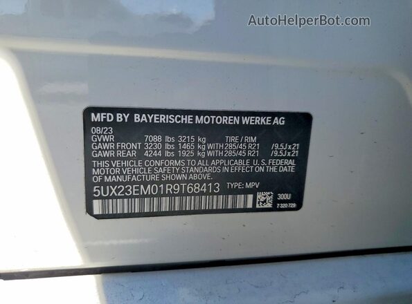 5UX23EM01R9T68413 2024 BMW X7 Белый Вид наклейки с VIN-кодом