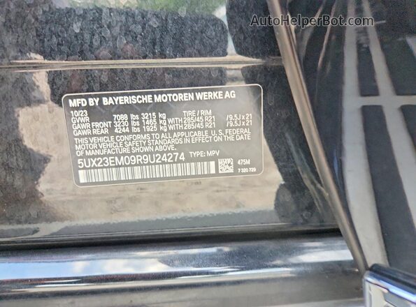 5UX23EM09R9U24274 2024 BMW X7 Black Շարժիչի բաժամունքի տեսք