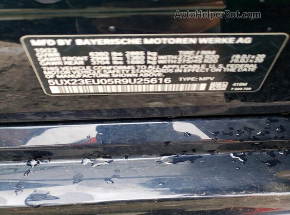 5UX23EU05R9U25616 2024 BMW X5 Black Вид наклейки з VIN-кодом
