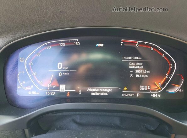 5UX2V1C07LLE67576 2020 BMW X4 Black Вид щитка приладів