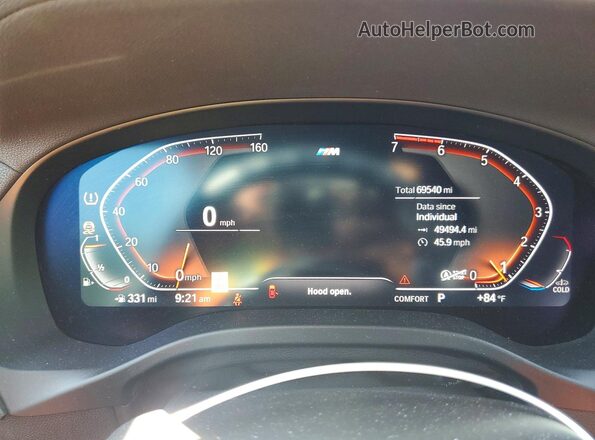 5UX2V1C08M9H97399 2021 BMW X4 White Instrument cluster view