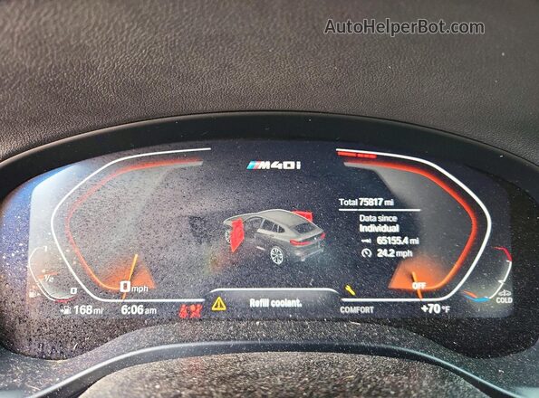 5UX2V5C0XM9F44706 2021 BMW X4 Red Instrument cluster view