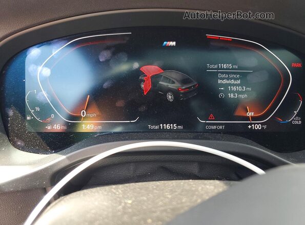5UX33DT05S9167572 2025 BMW X4 Gray Вид щитка приладів