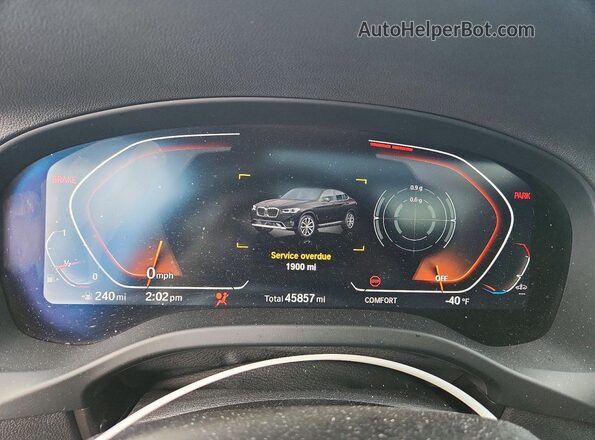 5UX33DT08R9X09659 2024 BMW X4 Black Instrument cluster view