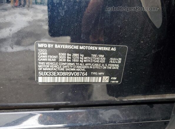 5UX33EX08R9V08764 2024 BMW X6 Blue Вид підкапотного простору