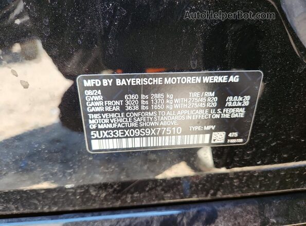 5UX33EX09S9X77510 2025 BMW X6 Black Շարժիչի բաժամունքի տեսք