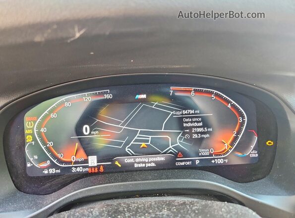 5UX53DP05R9T66036 2024 BMW X3 Black Instrument cluster view