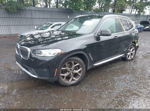 5UX53DP08N9J50689 2022 BMW X3 Black Առջևի ձախ երեք քառորդ տեսարան