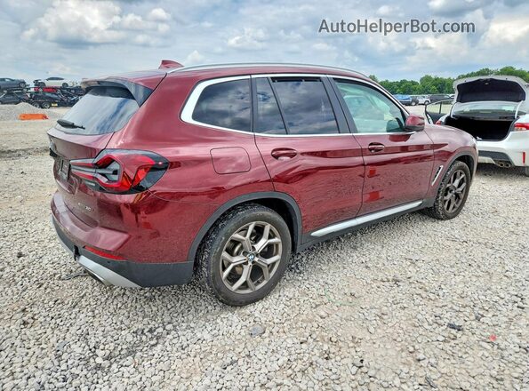 5UX53DP08N9M75472 2022 BMW X3 Burgundy Tył prawy