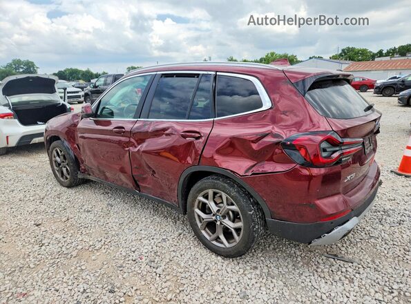 5UX53DP08N9M75472 2022 BMW X3 Burgundy Tył lewy