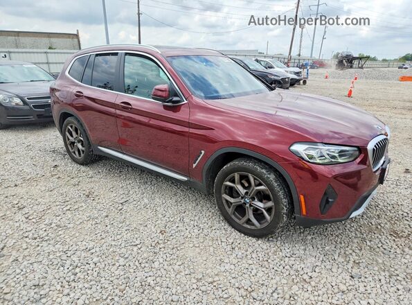 5UX53DP08N9M75472 2022 BMW X3 Burgundy Przód prawy