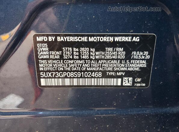5UX73GP08S9102468 2025 BMW X3 Синий Вид подкапотного пространства
