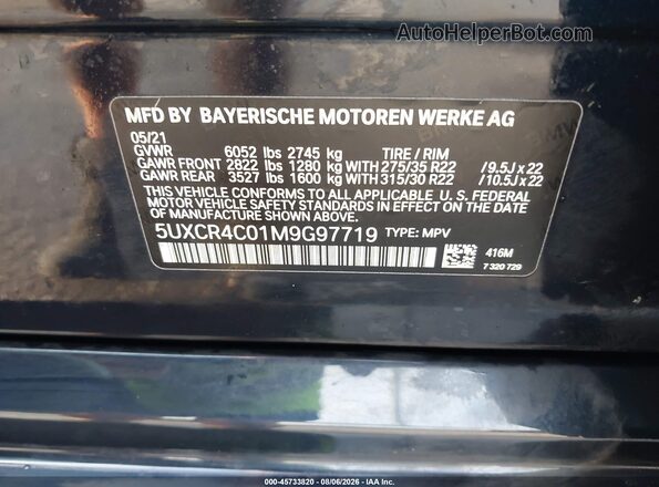 5UXCR4C01M9G97719 2021 BMW X5 Black Vista del compartimento del motor