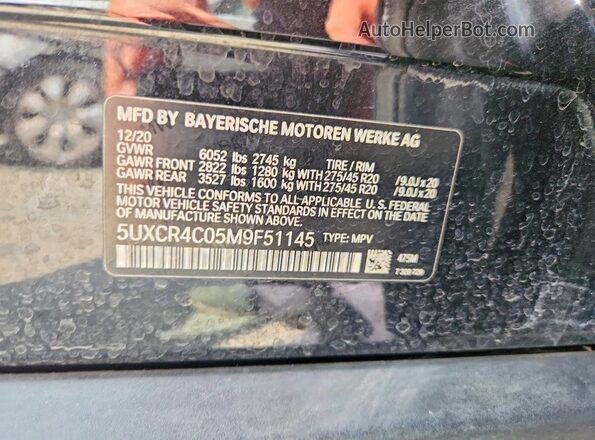 5UXCR4C05M9F51145 2021 BMW X5 Black 360 interior view
