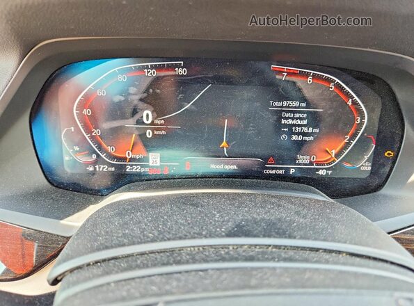 5UXCR6C57KLL13687 2019 BMW X5 Black Vista del cuadro de instrumentos