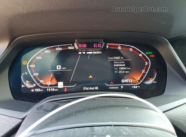 5UXCX6C01L9B04781 2020 BMW X7 Gray Սարքավորումների վահանակի տեսք