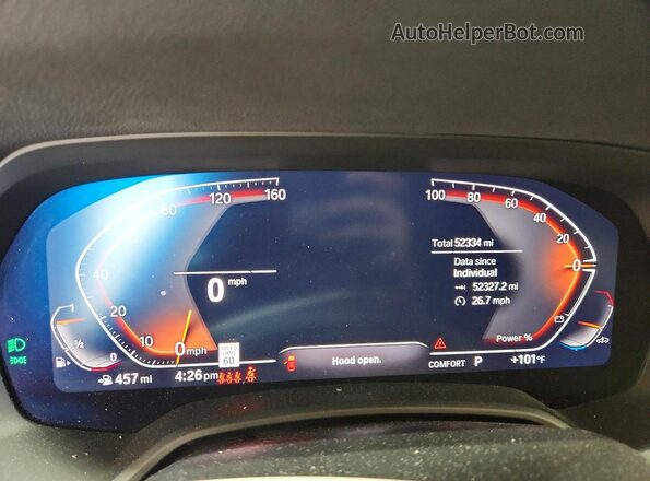 5UXCY6C06M9F13907 2021 BMW X6 Black Instrument cluster view