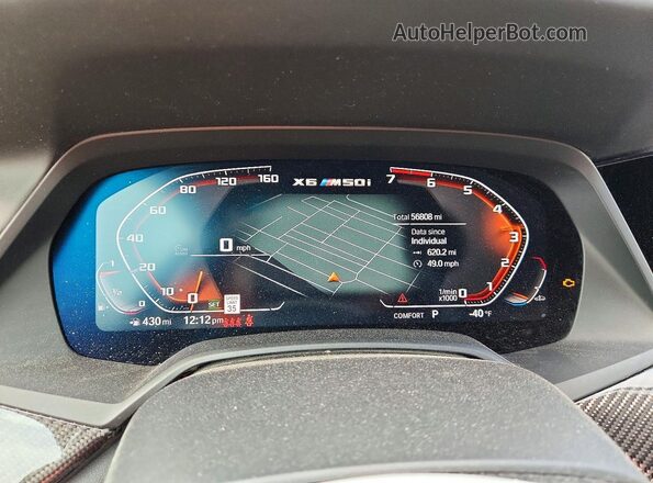 5UXCY8C02P9N57142 2023 BMW X6 Black Սարքավորումների վահանակի տեսք