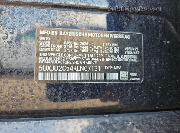 5UXJU2C54KLN67131 2019 BMW X5 Black Widok komory silnika