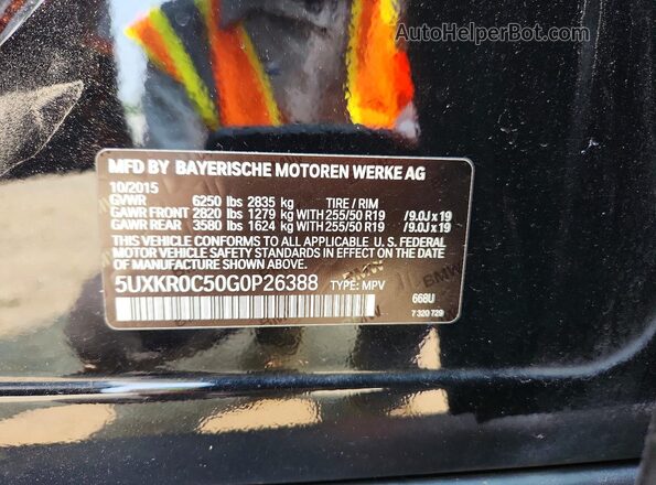 5UXKR0C50G0P26388 2016 BMW X5 Black Widok naklejki z numerem VIN