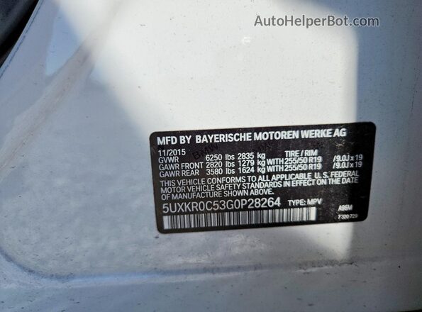 5UXKR0C53G0P28264 2016 BMW X5 White 