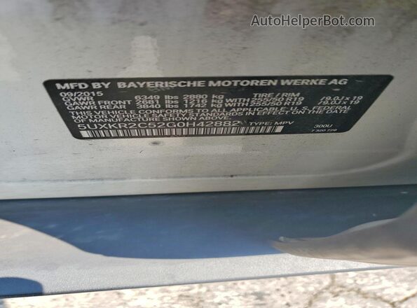 5UXKR2C52G0H42882 2016 BMW X5 White Вид наклейки з VIN-кодом