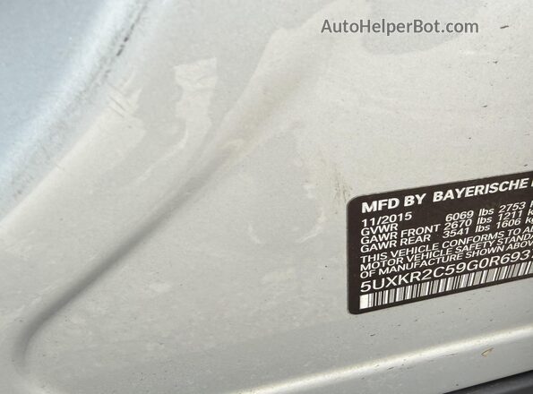 5UXKR2C59G0R69371 2016 BMW X5 Серебряный Вид наклейки с VIN-кодом