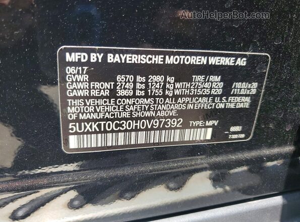 5UXKT0C30H0V97392 2017 BMW X5 Black Вид підкапотного простору