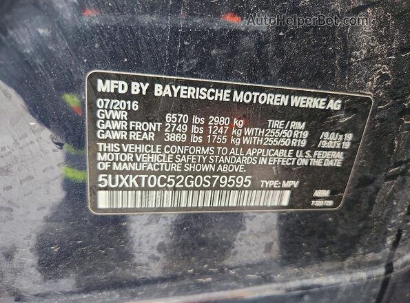 5UXKT0C52G0S79595 2016 BMW X5 Синий Вид наклейки с VIN-кодом