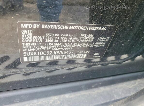 5UXKT0C52J0V98437 2018 BMW X5 Черный Панорамный вид салона 360°