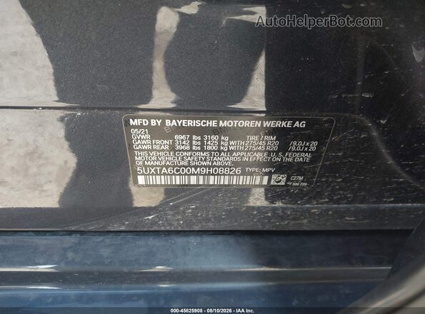 5UXTA6C00M9H08826 2021 BMW X5 Gray Շարժիչի բաժամունքի տեսք