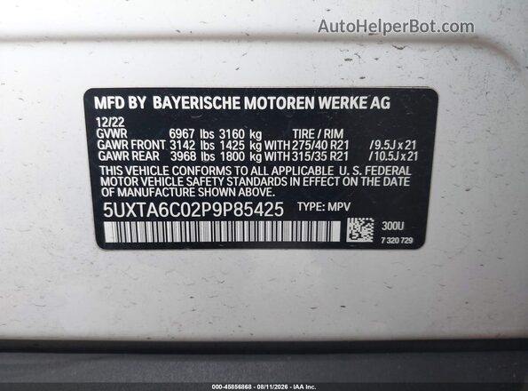 5UXTA6C02P9P85425 2023 BMW X5 White Вид підкапотного простору