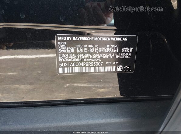 5UXTA6C04P9R95007 2023 BMW X5 Black Widok komory silnika