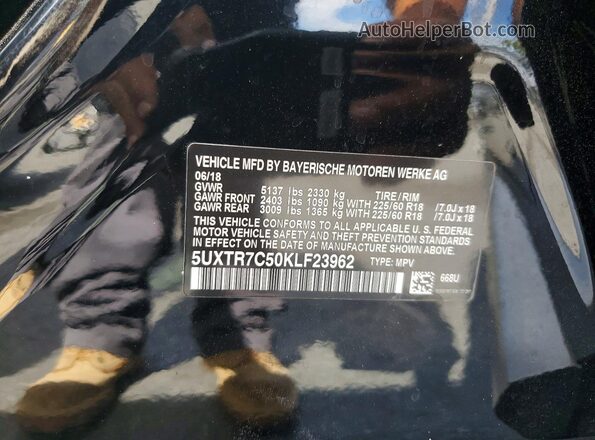 5UXTR7C50KLF23962 2019 BMW X3 Black Вид наклейки з VIN-кодом
