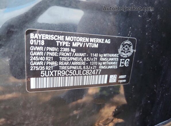 5UXTR9C50JLC82477 2018 BMW X3 Black Вид наклейки з VIN-кодом