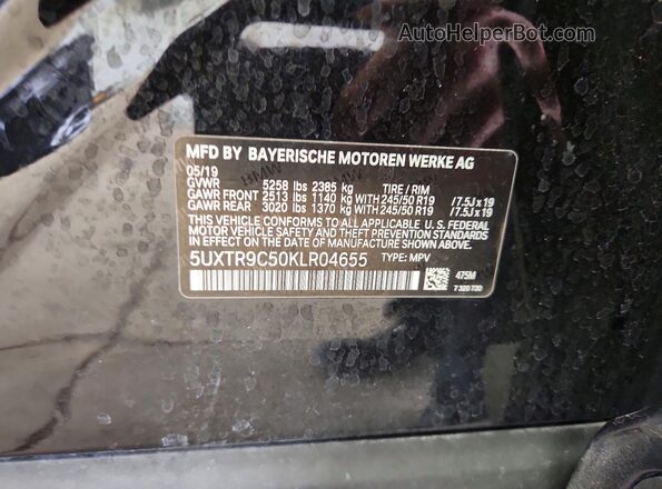 5UXTR9C50KLR04655 2019 BMW X3 Black Widok naklejki z numerem VIN
